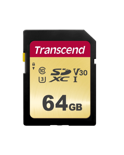 Карта памяти TRANSCEND SDXC 64GB Class 10 UHS-I U3 V30 R95/W60 MB/s (TS64GSDC500S)