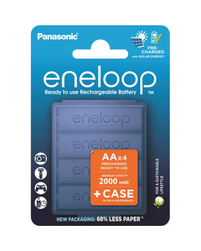 Panasonic Eneloop BK-3MCDEC4CP AA 2000 mAh NI-MH battery, 4 pcs, with storage case