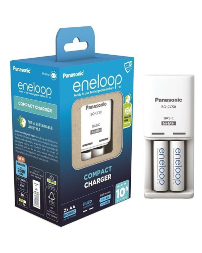 Зарядное устройство Panasonic K-KJ50MCD20E Compact Charger+ Аккумулятор Eneloop NI-MH AA 2000 мАч, 2 шт.