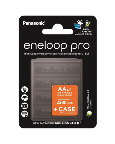 Panasonic Eneloop BK-3HCDEC4CP NI-MH Pro AA 2500 mAh 4 pcs battery with storage case