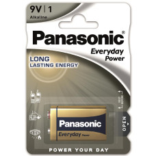 Батарейка Panasonic 6LR61REE/1B EVERYDAY POWER щелочная 6LR61(6LF22, MN1604, MX1604, Крона) блистер, 1 шт.