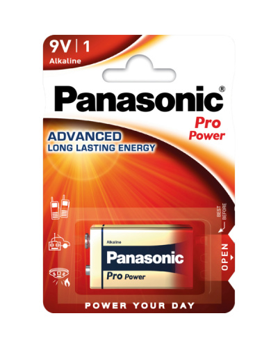 Panasonic 6LR61XEG/1BP Pro Power alkaline battery 6LR61 (6LF22, MN1604, MX1604, Krona) blister, 1 pc.