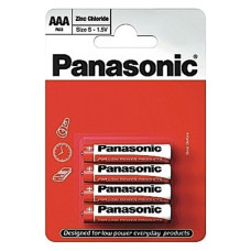 Батарейка Panasonic R03REL/4BP RED ZINC угольно-цинковая AAA(R3) блистер, 4 шт.