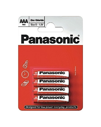 Батарейка Panasonic R03REL/4BP RED ZINC угольно-цинковая AAA(R3) блистер, 4 шт.
