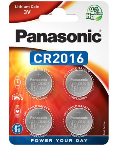 Батарейка Panasonic CR-2016EL/4B литиевая CR2016 блистер, 4 шт.