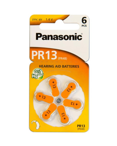 Батарейка Panasonic PR-13/6LB повітряно-цинкова PR13(PR48, AC13, DA13, AG5, ZA13) блістер, 6 шт.