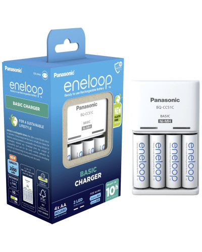 Зарядное устройство Panasonic K-KJ51MCD40E Basic Charger+ Акумулятор Eneloop NI-MH AA 2000 мАг, 4 шт.