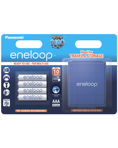 Аккумулятор Panasonic BK-4MCDEC4CP Eneloop AAA 800 4BP mAh NI-MH+case