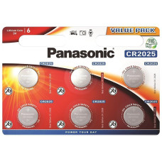 Батарейка Panasonic CR-2025EL/6B литиевая CR2025 блистер, 6 шт.