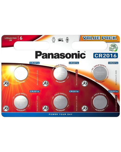 Батарейка Panasonic CR-2016EL/6B літієва CR2016 блістер, 6 шт.