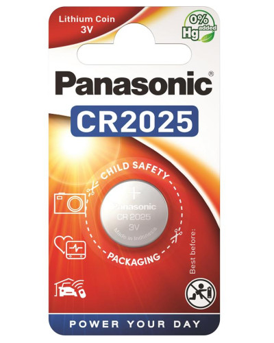 Батарейка Panasonic CR-2025EL/1B литиевая CR2025 блистер, 1 шт.