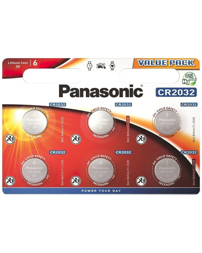 Батарейка Panasonic CR-2032EL/6B литиевая CR2032 блистер, 6 шт.