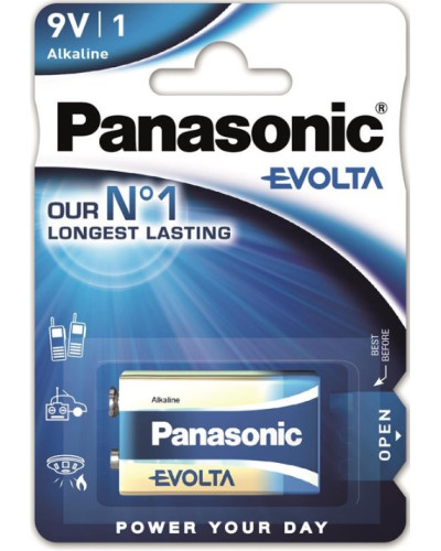 Батарейка Panasonic 6LR61EGE/1BP EVOLTA щелочная 6LR61(6LF22, MN1604, MX1604, Крона) блистер, 1 шт.